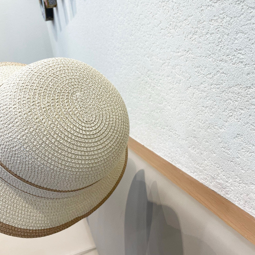 LV Dome Brim Hat with Bow Beige in Straw 205625