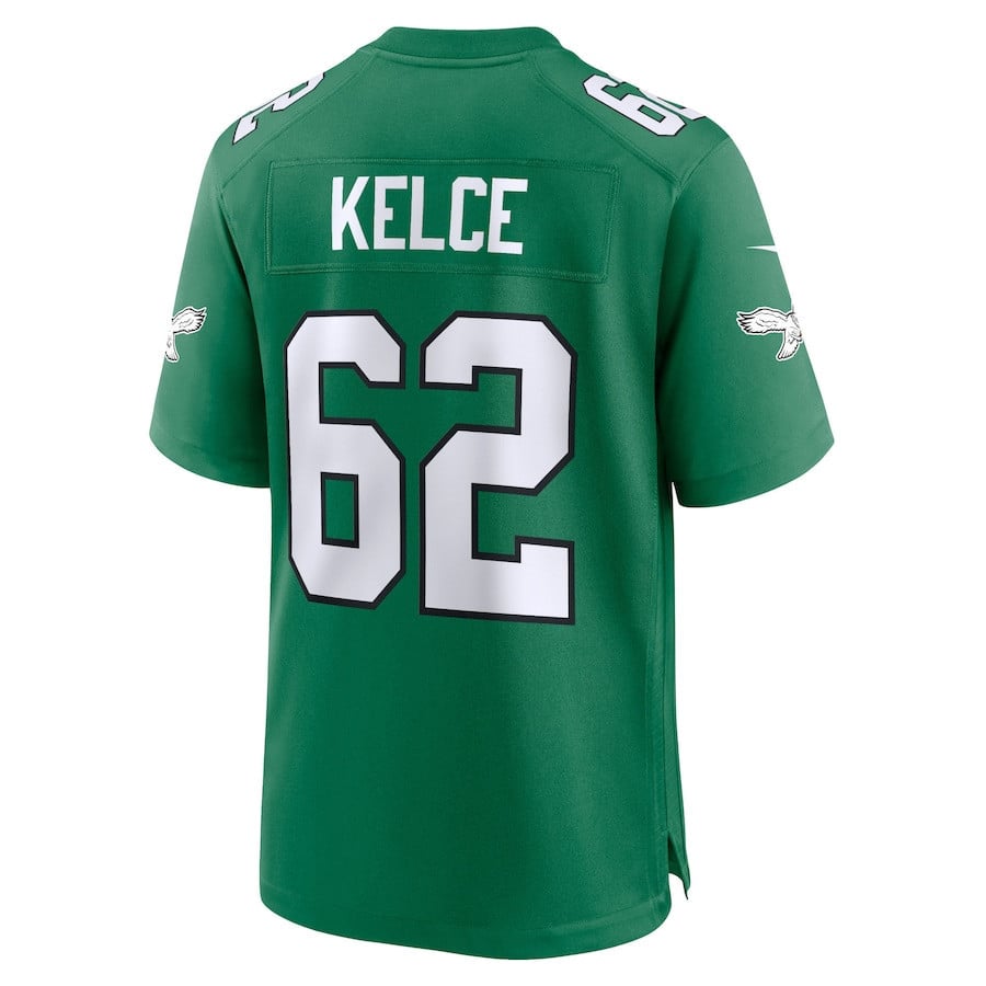 Jason Kelce 62 Philadelphia Eagles Alternate Game YOUTH Jersey - Kelly Green