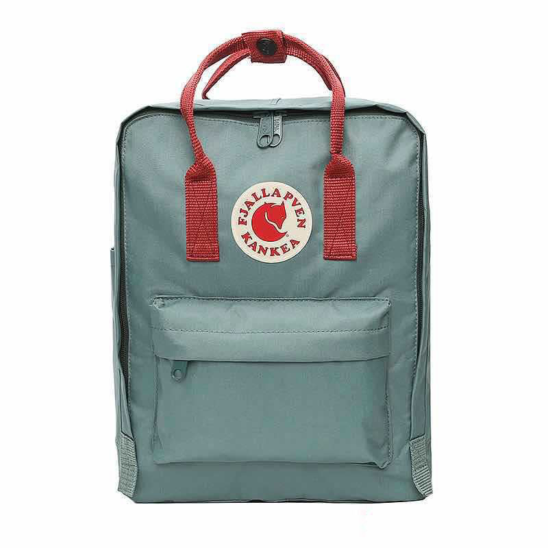 Fjallraven Kanken Classic Frost Green with Burgundy Stripe