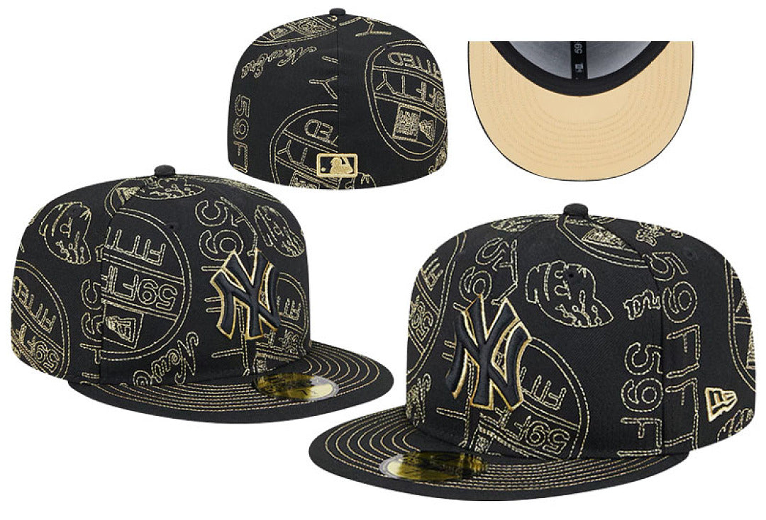 Closed Fitted Flat Bill Baseball Cap Unisex Embroidered Non Adjustable Street Sports Hat Multiple Styles