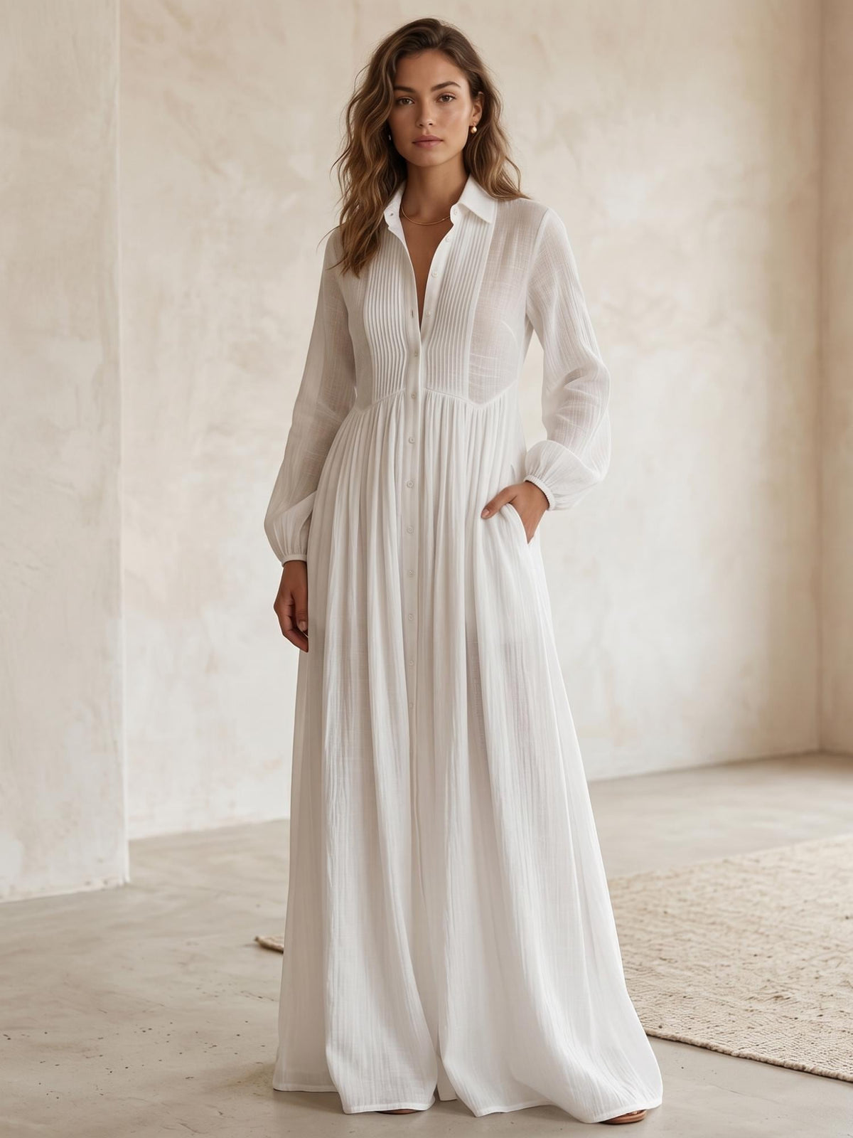 Elegant Stand Collar Long Sleeve Party Dress, Women 2026 New Spring Solid Casual Dresses, Single Breasted Ladies Pocket Dresses