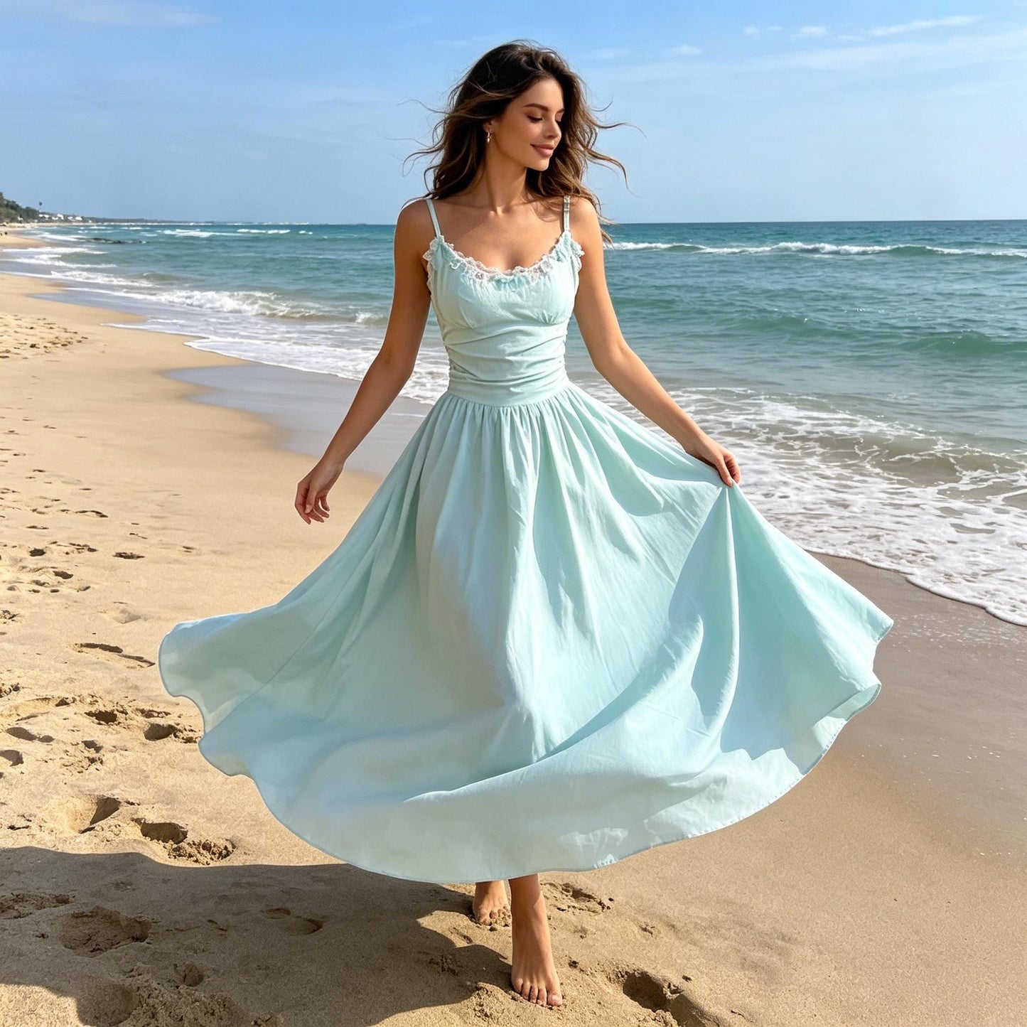 Stunning Spaghetti Strap Maxi Dress, Beach Vacation Outfit, Elegant Summer Long Dress, Handmade Breezy Sundress, Resort Wear