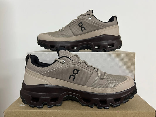 On Cloudrock Low Waterproof Hiking Shoes in Taupe / Beige