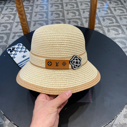 LV Dome Brim Hat with Bow Beige in Straw 205625