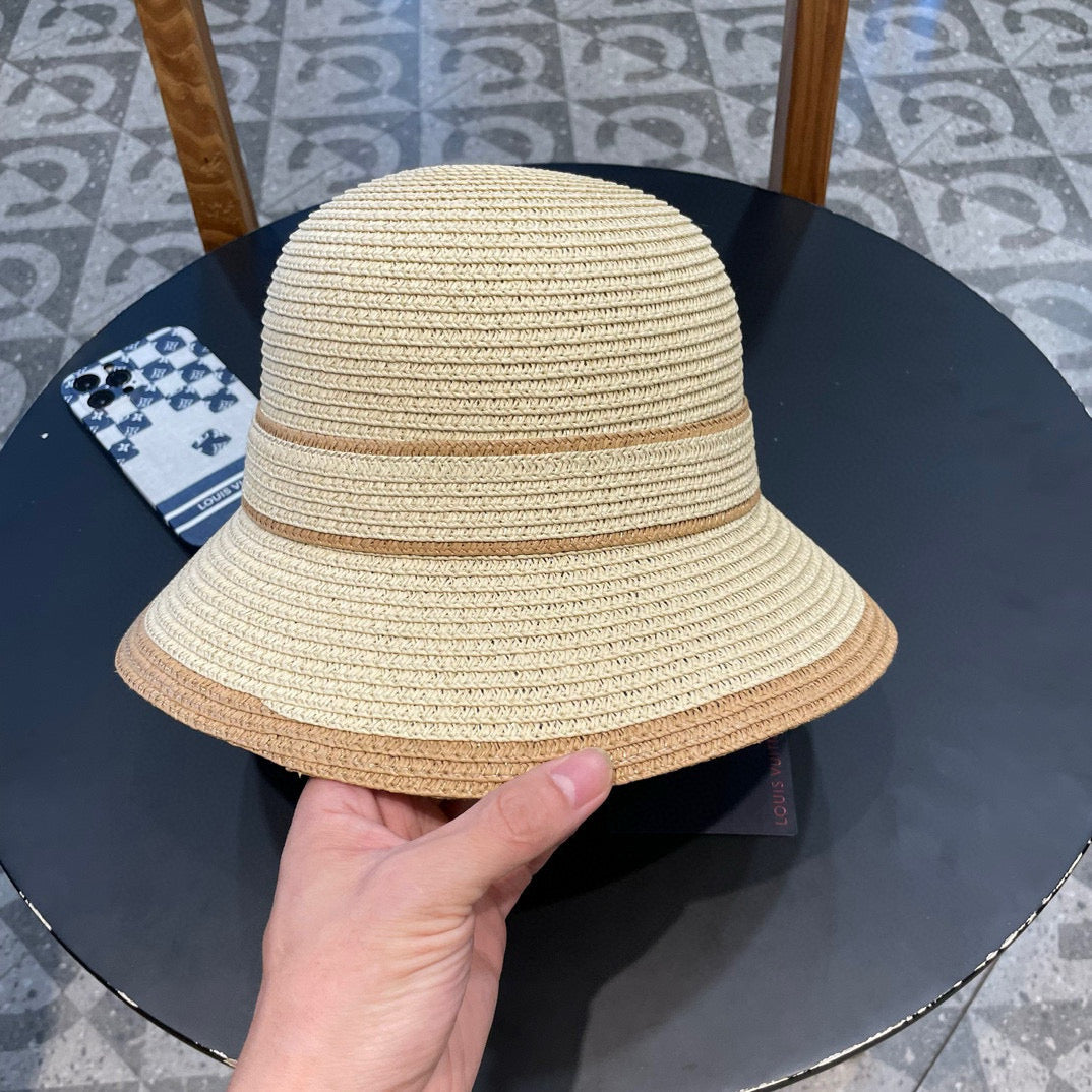 LV Dome Brim Hat with Bow Beige in Straw 205625
