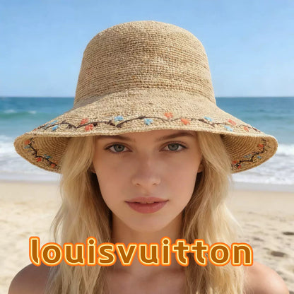 LV Crochet Hat Camel Beige in Raffia 205603