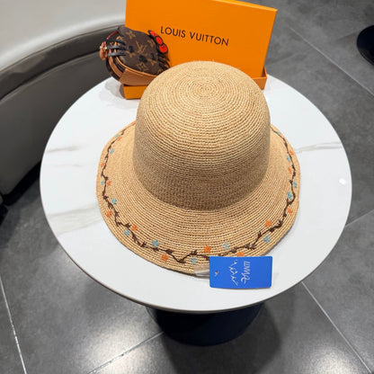 LV Crochet Hat Camel Beige in Raffia 205603
