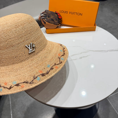 LV Crochet Hat Camel Beige in Raffia 205603
