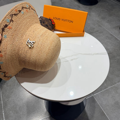 LV Crochet Hat Camel Beige in Raffia 205603