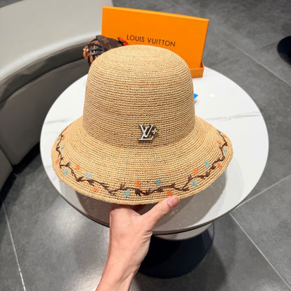 LV Crochet Hat Camel Beige in Raffia 205603