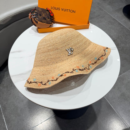 LV Crochet Hat Camel Beige in Raffia 205603