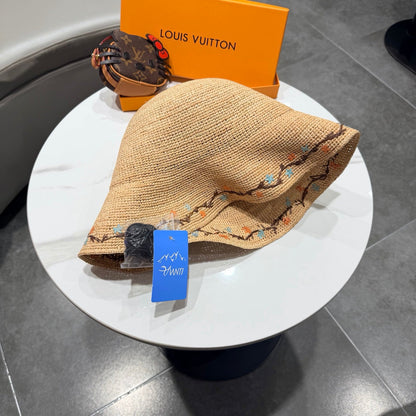 LV Crochet Hat Camel Beige in Raffia 205603