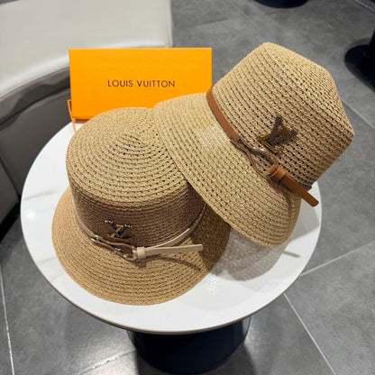LV Hat Camel Beige in Straw 205588