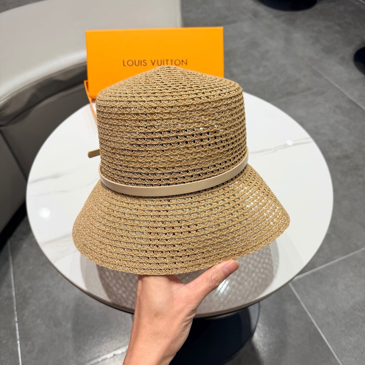 LV Hat Camel Beige in Straw 205588