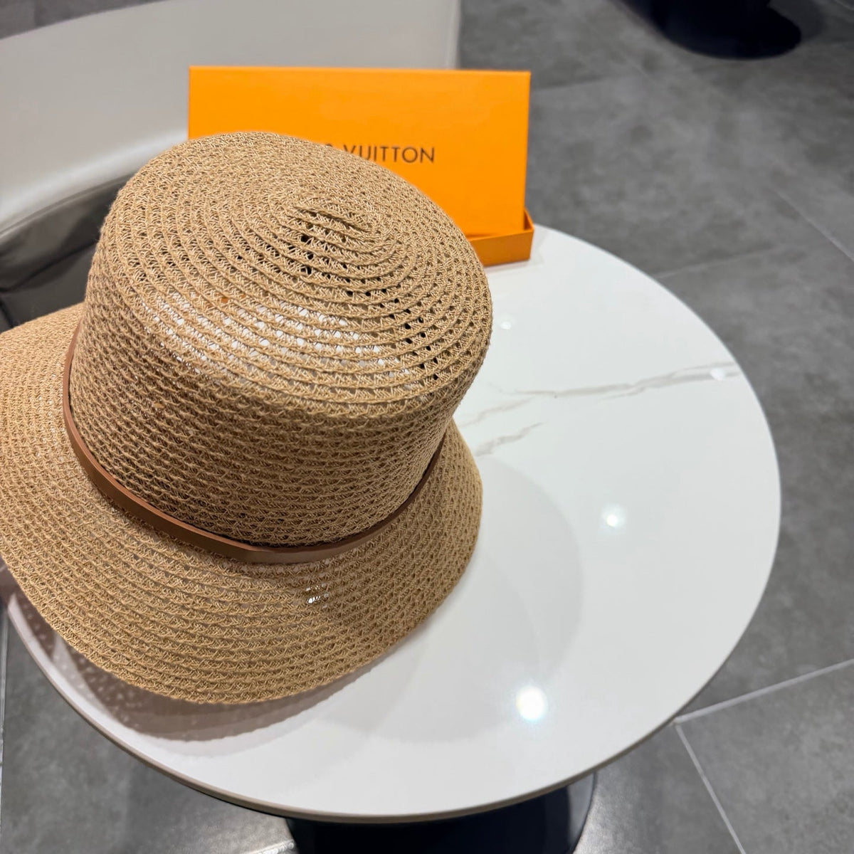 LV Hat Camel Brown in Straw 205587