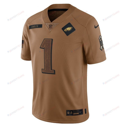 Jalen Hurts 1 Philadelphia Eagles 2023 Salute To Service Limited Jersey - Brown
