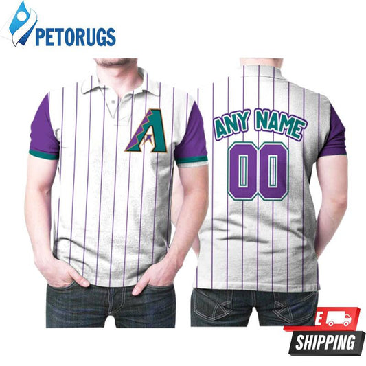 Arizona Diamondbacks 2020 White Purple Stripe Inspired Style Custom Name & Number Printed Polo Shirt