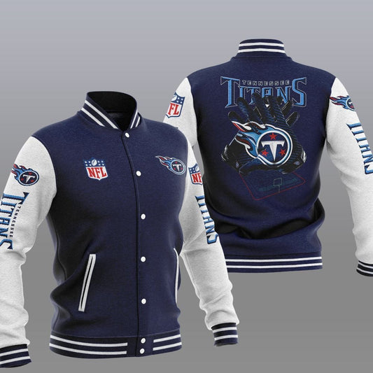 Tennessee Titans Navy Blue - AOP Varsity Jacket - All-Over-Printed Jacket
