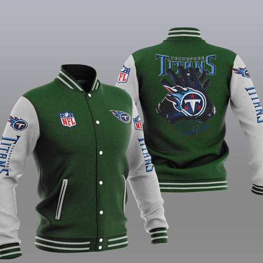 Tennessee Titans Green - AOP Varsity Jacket - All-Over-Printed Jacket