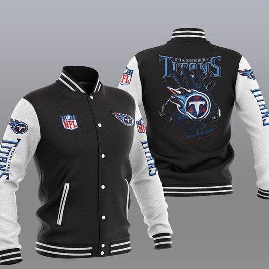 Tennessee Titans Black - AOP Varsity Jacket - All-Over-Printed Jacket