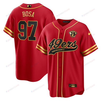 Nick Bosa 97 San Francisco 49ers Baseball Men Jersey - Black Red