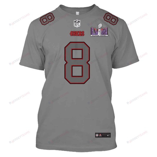 Steve Young 8 San Francisco 49ers Super Bowl LVIII All Over Print T-shirt - Gray