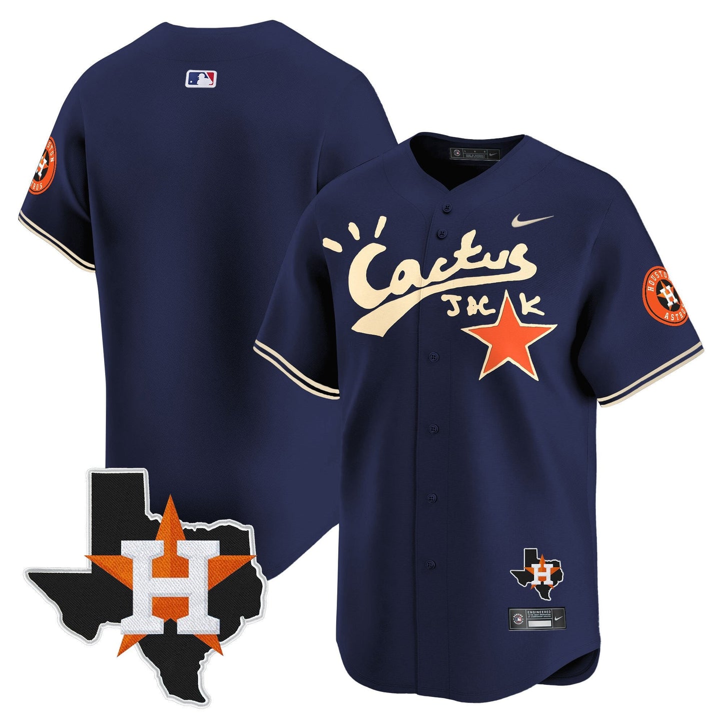 Jeremy Pena 3 Houston Astros Cactus Jack Houston Patch Navy Limited Jersey - Men