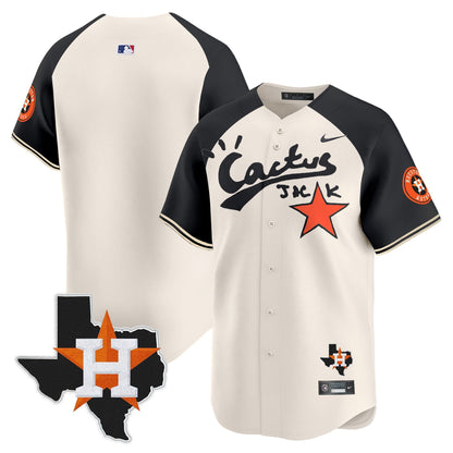 Kyle Tucker 30 Houston Astros Cactus Jack Houston Patch Limited Jersey - Men, Cream Alternate