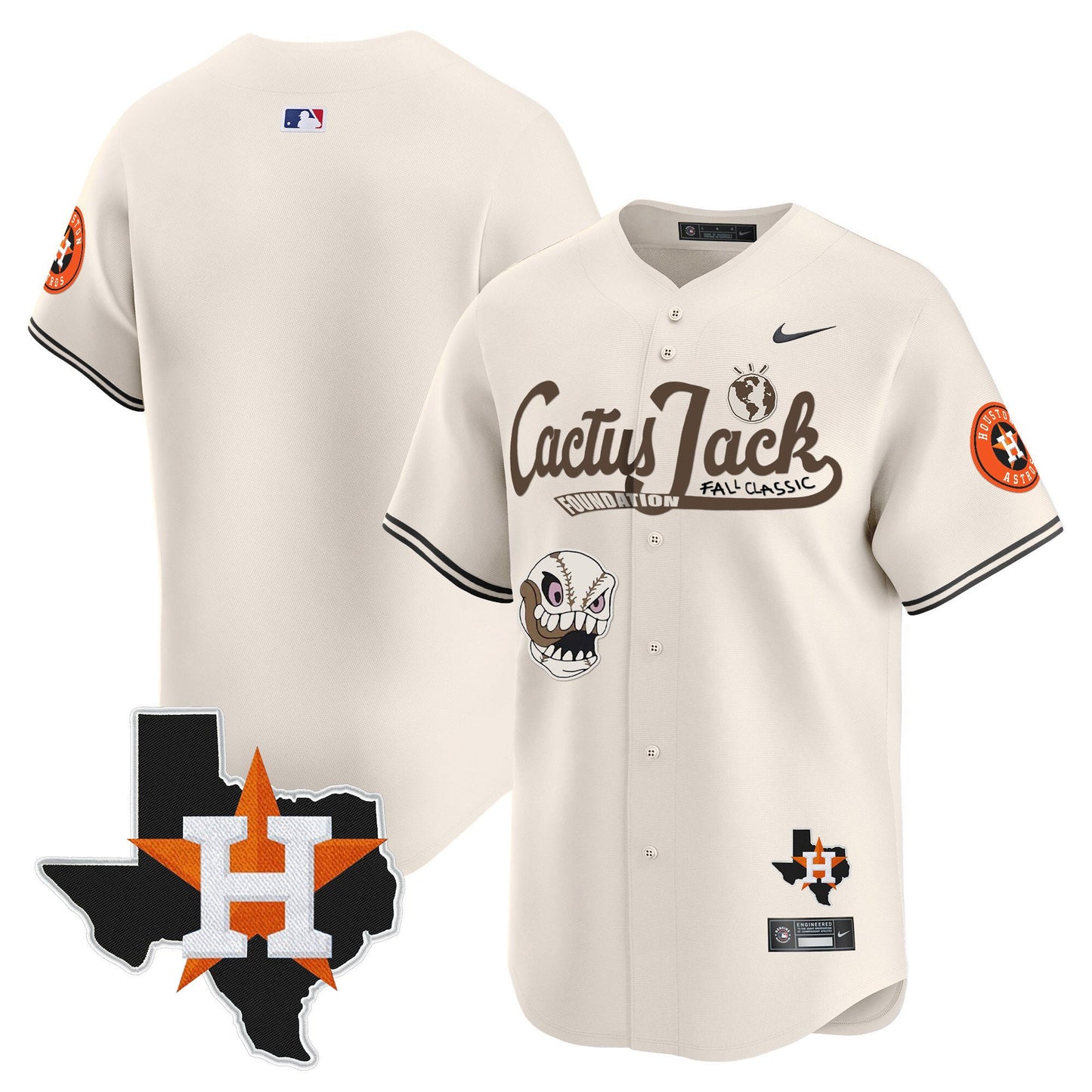 Kyle Tucker 30 Houston Astros Cactus Jack Foundation Fall Classic Limited Jersey - Men, Cream