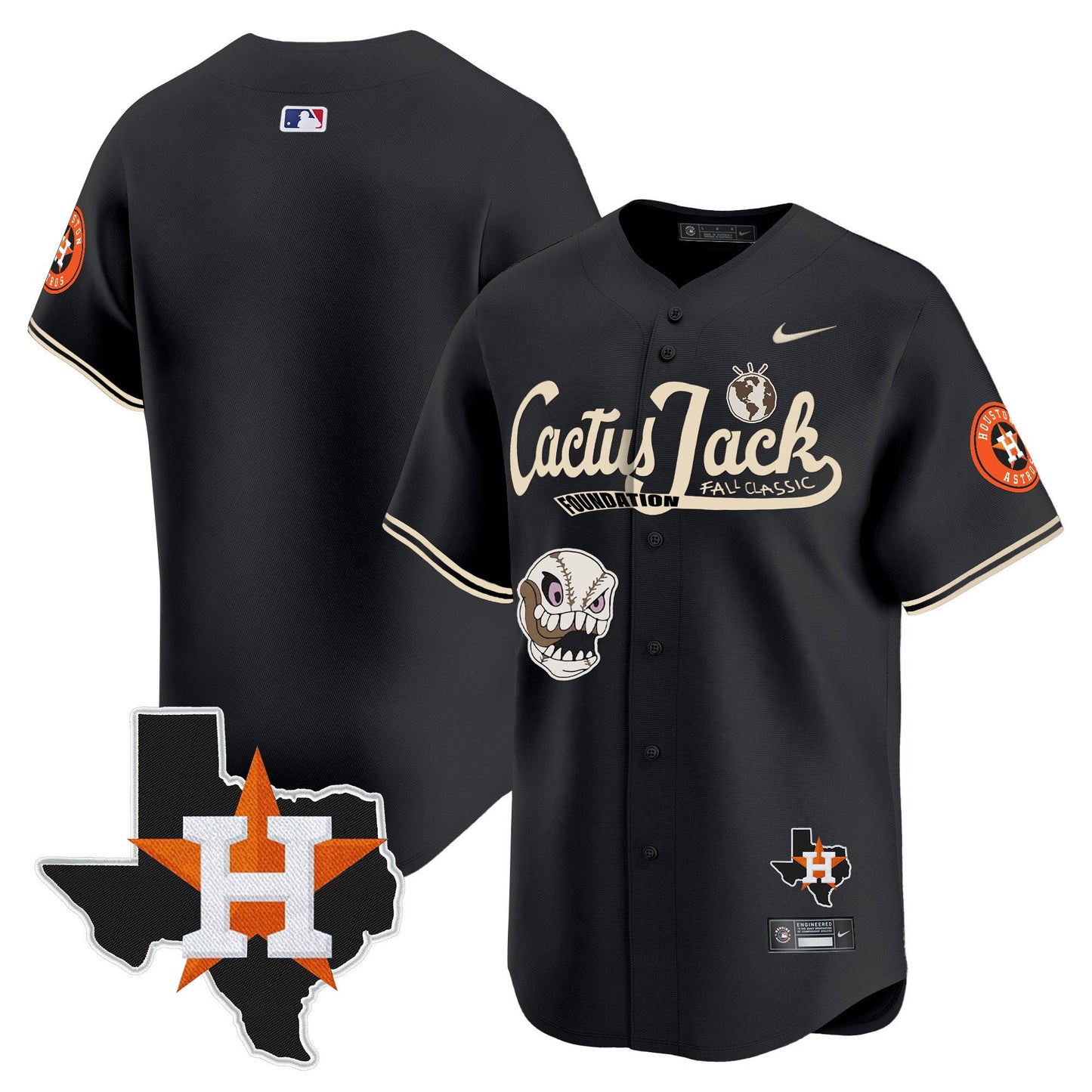 Jeremy Pena 3 Houston Astros Cactus Jack Foundation Fall Classic Black Limited Jersey - Men