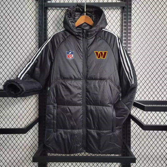 Washington Commanders White Stripe Coat Down Jacket - Black