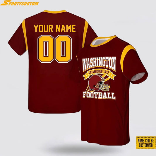 Washington Commanders Custom Name & Number All Over Printed T-Shirt - Burgundy
