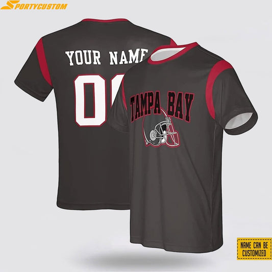 Tampa Bay Buccaneers Custom Name & Number All Over Printed T-Shirt - Gray