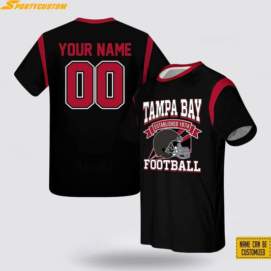 Tampa Bay Buccaneers Custom Name & Number All Over Printed T-Shirt - Black