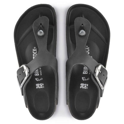 Birkenstock Women's Gizeh Big Buckle Oiled Leather in Black Sandals