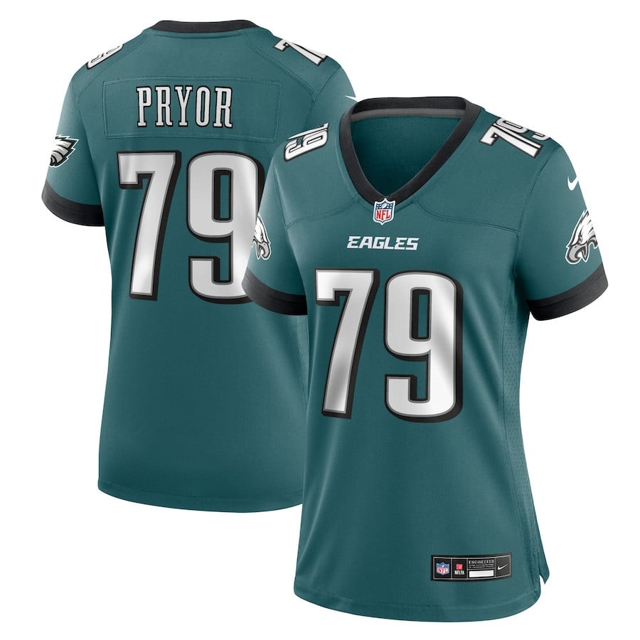 Matt Pryor 79 Philadelphia Eagles Women's Team Game Jersey - Midnight Green