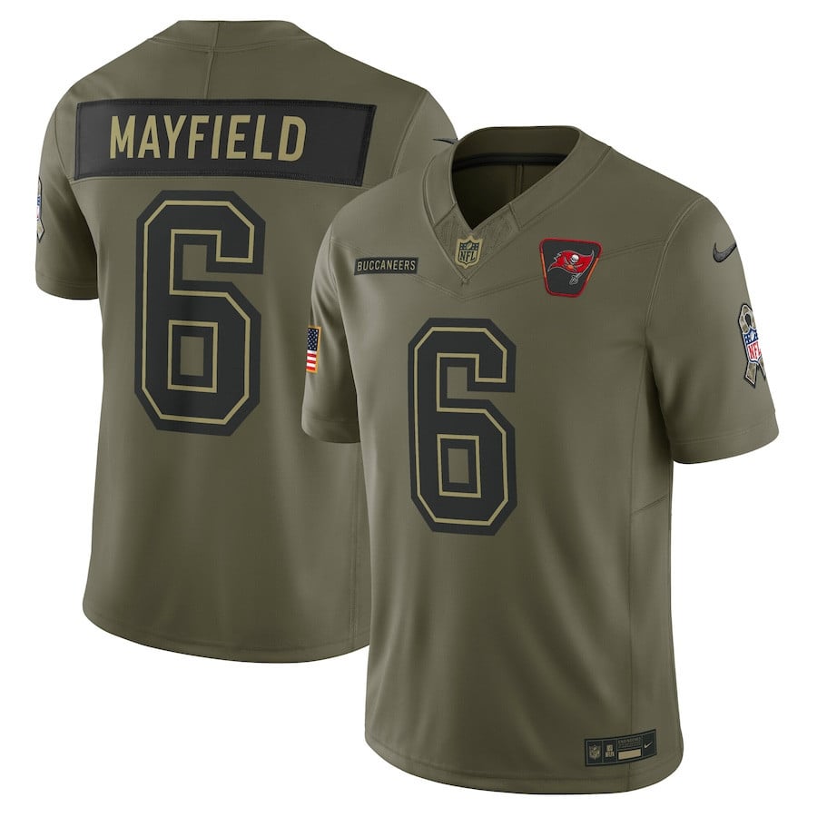 Baker Mayfield 6 Tampa Bay Buccaneers 2025 Salute To Service Men Jersey - Olive