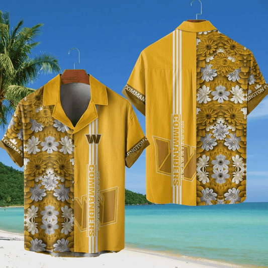 Washington Commanders NFL Flower Hawaiian Shirt - Yellow