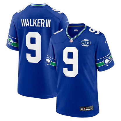 Seattle Seahawks Kenneth Walker III 9 Alternate 50th Season Game Jersey - Royal