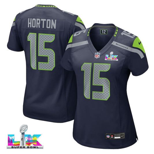 Tory Horton 15 Seattle Seahawks 2026 Super Bowl LX - Women Navy Game Jersey