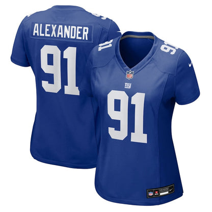 Darius Alexander 91 New York Giants Women's Team Game Jersey - Royal
