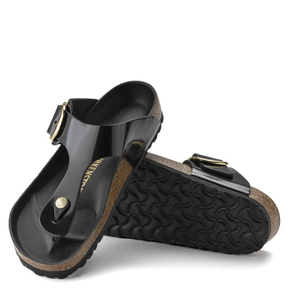 Birkenstock Women's Gizeh Big Buckle Natural Leather Patent in Black Sandals