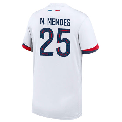 Nuno Mendes 25 Paris Saint-Germain 25/26 Away YOUTH Jersey - White