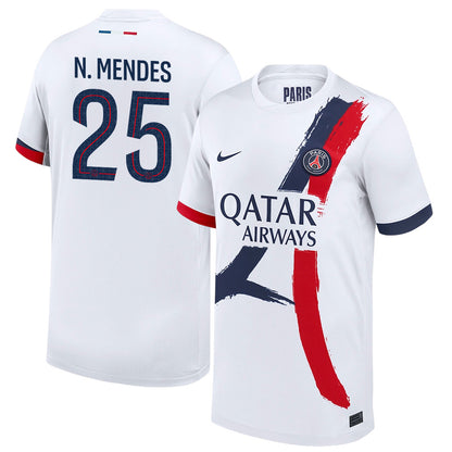 Nuno Mendes 25 Paris Saint-Germain 25/26 Away YOUTH Jersey - White
