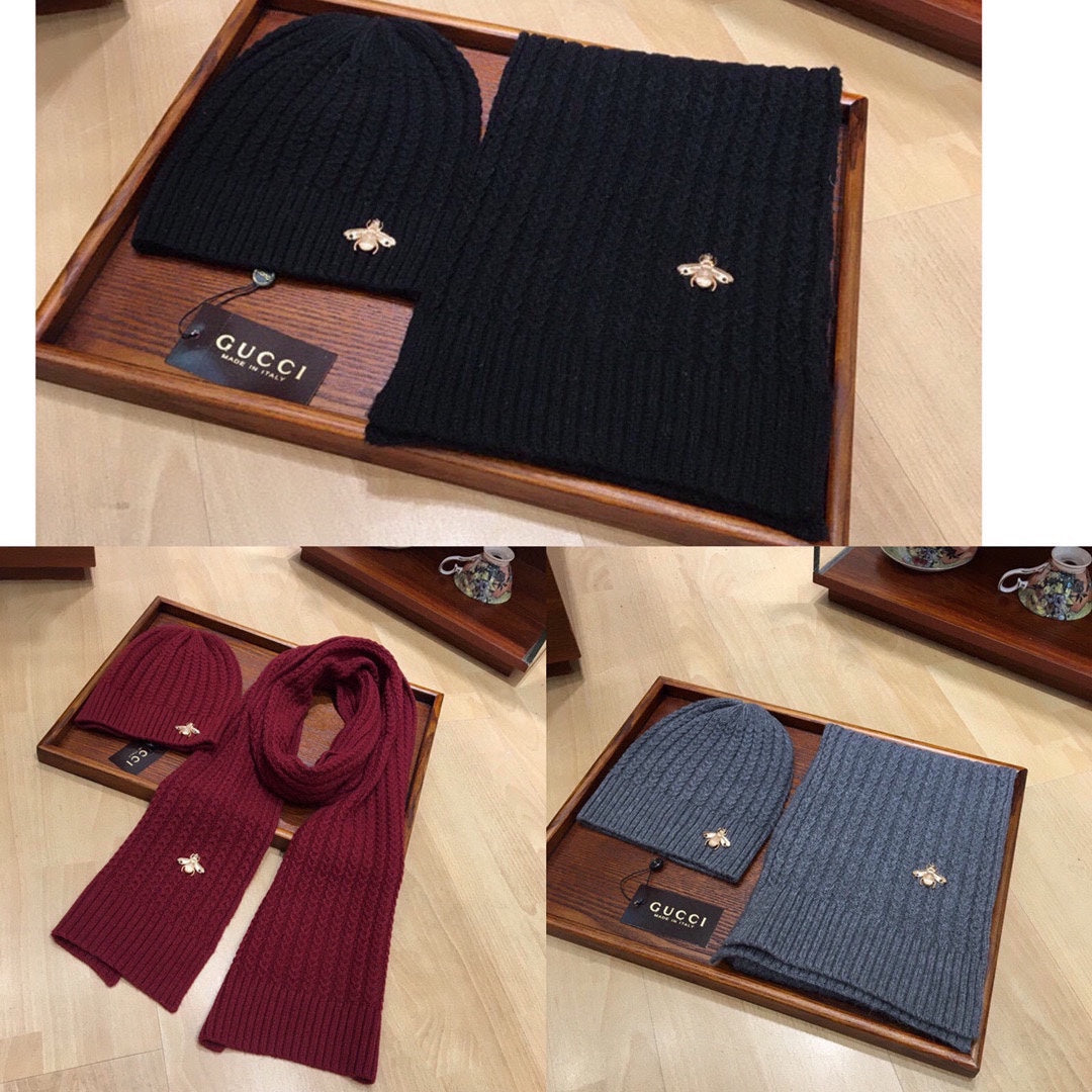 SET SCARF AND HAT IN BLACK WOOL 945021