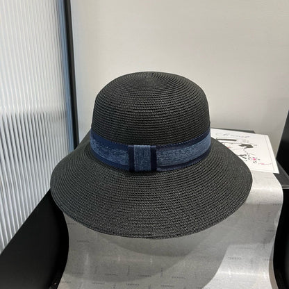 HAT IN BLACK RAFFIA MIX DENIM 653574