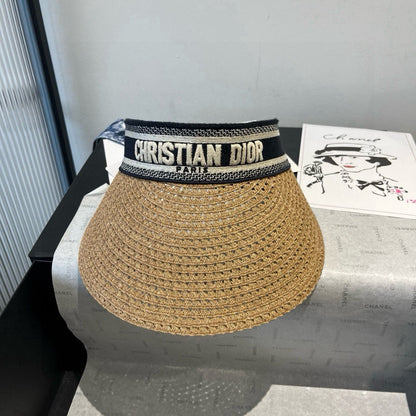 STRAW VISOR IN BEIGE RAFFIA MIX FABRIC