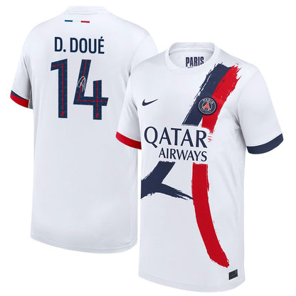 Désiré Doué 14 Signature Paris Saint-Germain 25/26 Away YOUTH Jersey - White