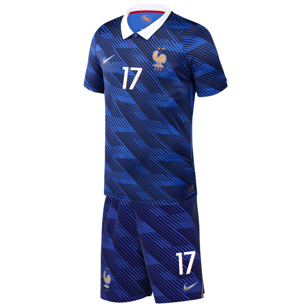 William Saliba 17 France 2026 YOUTH Home Jersey & Shorts Set - Blue
