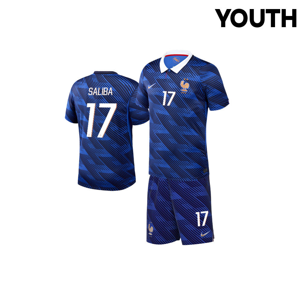 William Saliba 17 France 2026 YOUTH Home Jersey & Shorts Set - Blue